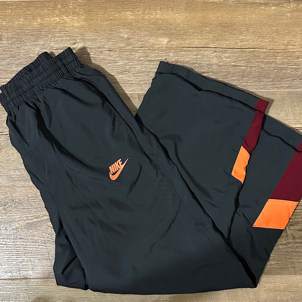 Nike warm-up Pants with Orange and Maroon Accents